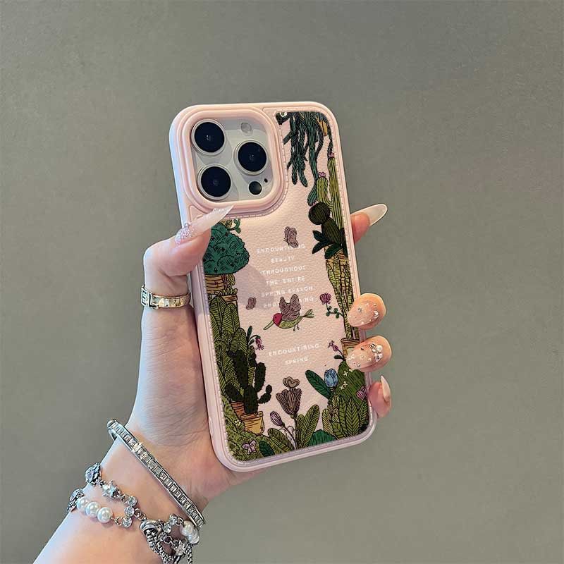 Leather Texture Jungle Bird Suitable for Apple 17Promax Mobile Phone Case Iphone16 Stain-Resistant 15Pro/14/13/12