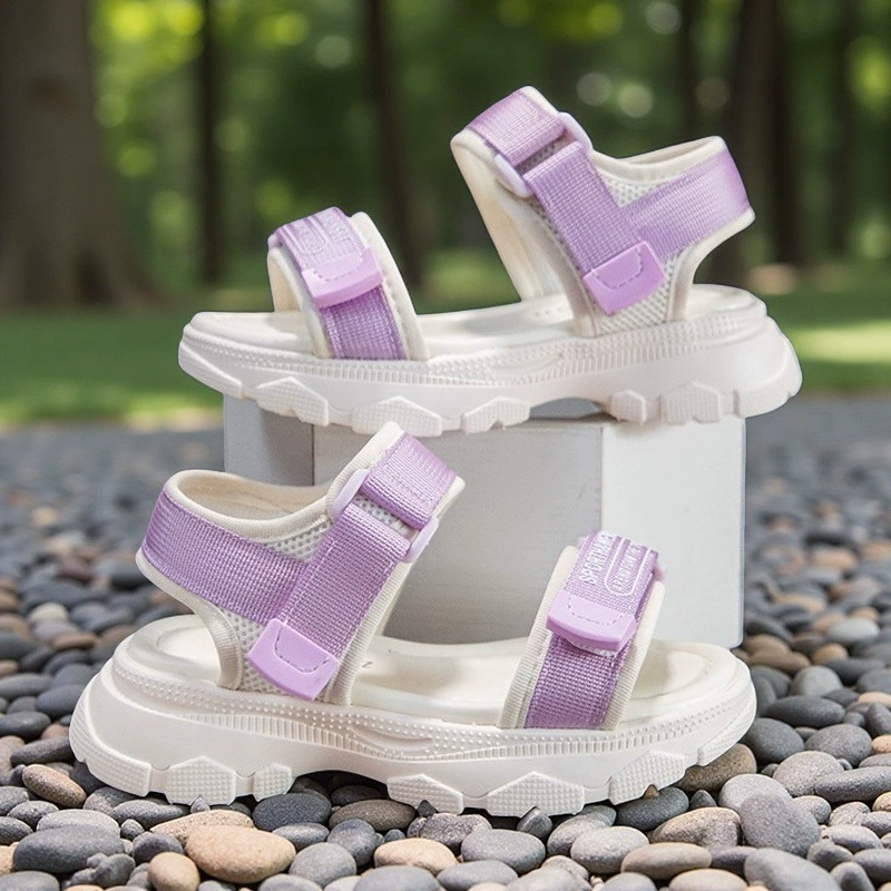 2025 летний новый стиль сандалии для девочек мягкая подошва липучка легкий повседневный студент спорт римские сандалии липучка