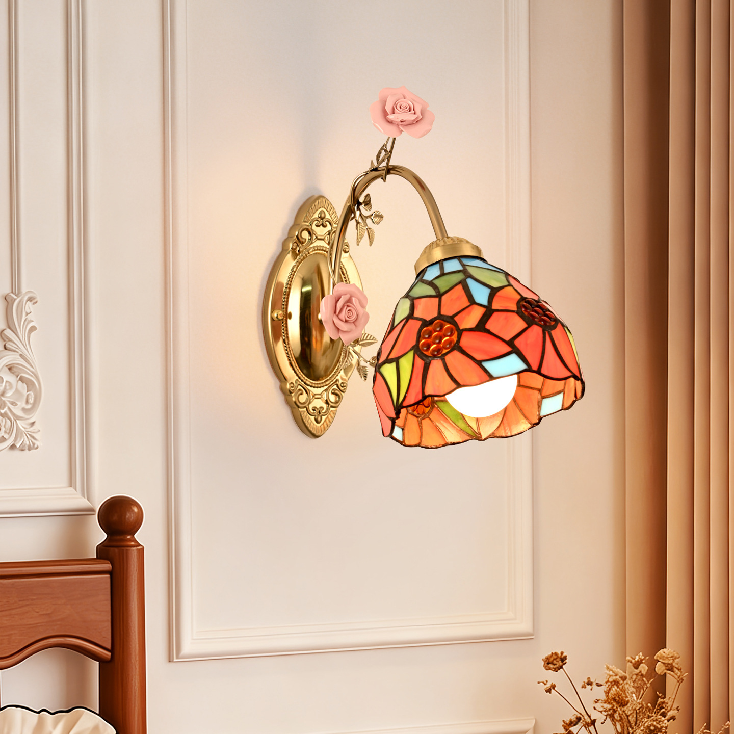 Gran vista jardín americano dormitorio cabecera lámpara de pared sala de estar TV de fondo lámpara de pared decoración de estudio pasillo escalera lámpara L271
