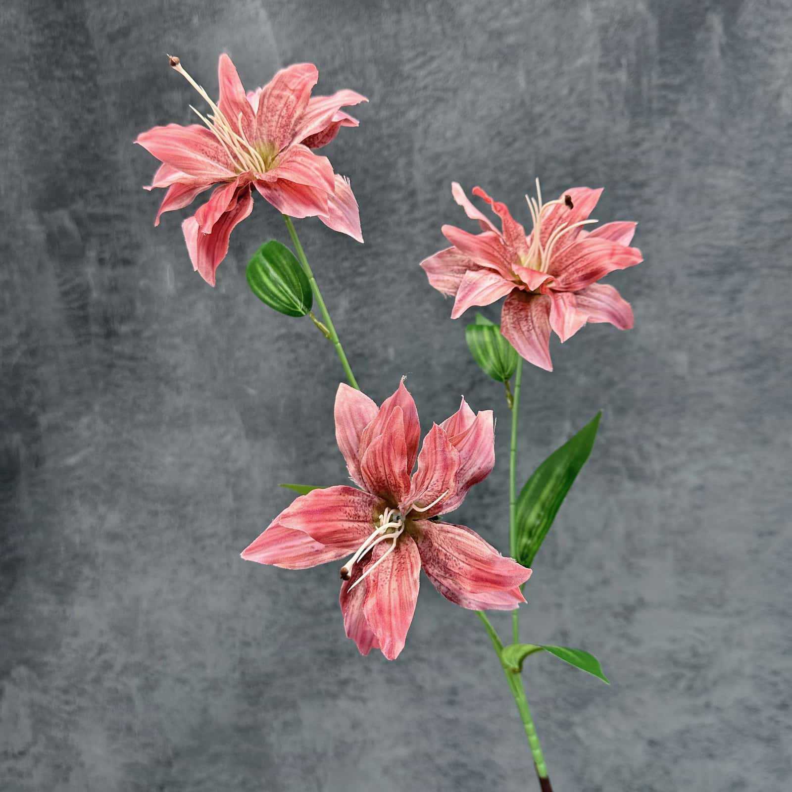 Impresión de flores de simulación 3 cabezas lirios decoración del hogar decoración de bodas decoración de flores falsas al por mayor