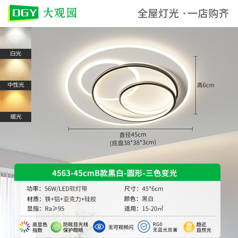 Gran vista jardín de protección de ojos de espectro completo lámpara de dormitorio simple lámpara de sala de estar moderna lámpara principal de vestíbulo 448L lámpara de casa completa
