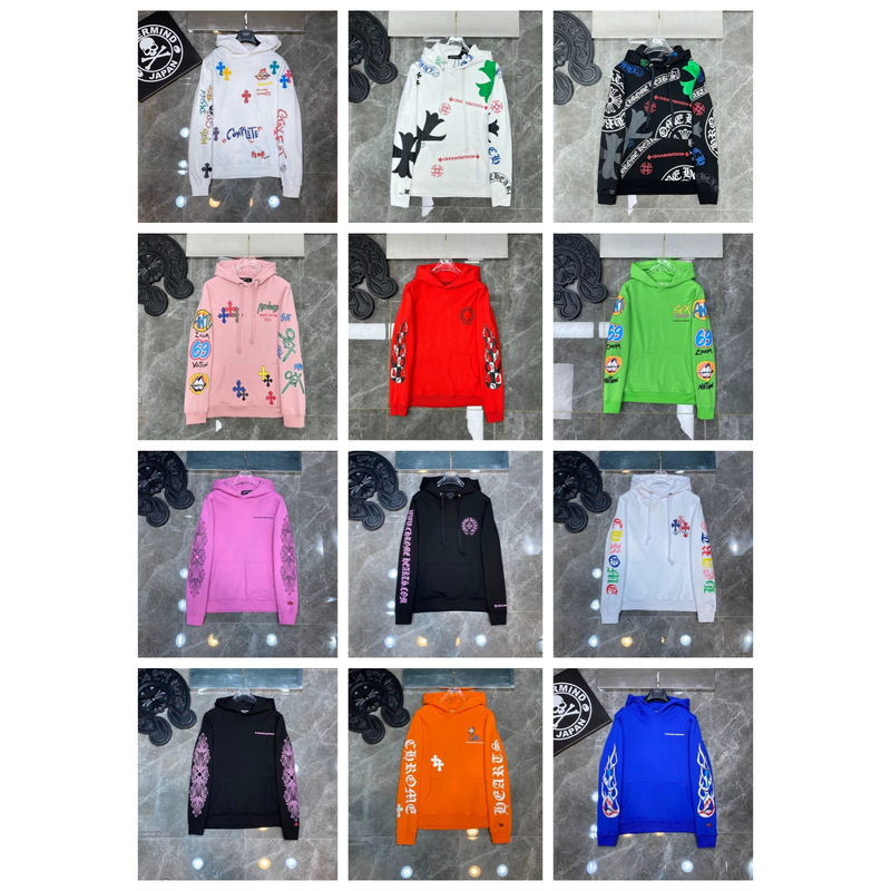26Ss Cro Hearts Foreign Trade Cross-Border European Station Autumn and Winter New High-Version Embroidered Hooded Sweatshirt Collection for Men and Women