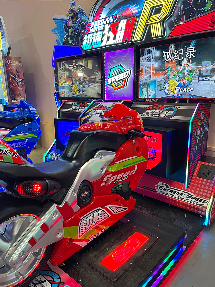 Máquina de juego de simulador de carreras de motos, equipo de parque de atracciones, máquina de entretenimiento competitiva grande que funciona con monedas para adultos, máquina de entretenimiento de deportes electrónicos de moda
