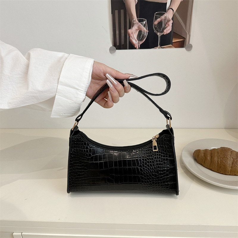2025 Summer New Korean Style Fresh and Simple Underarm Bag, Retro Personality Shoulder Handbag, Crocodile Pattern Fashion Women's Bag 2025 Summer New Korean Style Fresh and Simple Underarm Bag, Retro Personality Shoulder Handbag, Crocodile Pattern Fashion Women's Bag