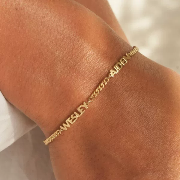 Simple Cross-Border Stainless Steel Personalized Fashion Letter Name Bracelet, Light Luxury Egyptian Cuban Style Women's Gift, European and American Style