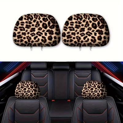 Protector Cover Fashionable Car Interior | Headrest - ct-leopard-print-4-1-double-sided-printing-2525cm
