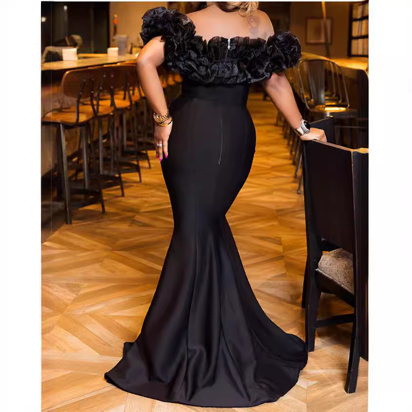 Vêtements pour femmes Haute couture robe de beauté haut de gamme de luxe léger robe queue de poisson tube haut fleur queue robe de soirée hanche_voghion.com