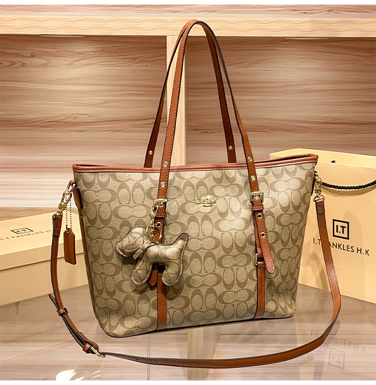 Túi tote da thật nữ đáy rộng phong cách Hồng Kông — nâu chi tiết 8
