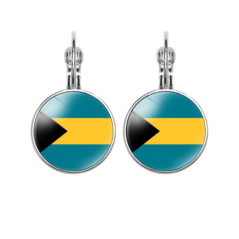 11g Weight Iron Ear Needle Material Drop Earrings Classification 1 Pair Quantity Holiday, Daily Occasion Glass, Iron Material National Flag, Round, American Flag Pattern Women's Gender Modern Style, Classic Style Style 1 Pair Modern Style Classic Style National Flag Round American Flag Glass Iron Drop Earrings 9