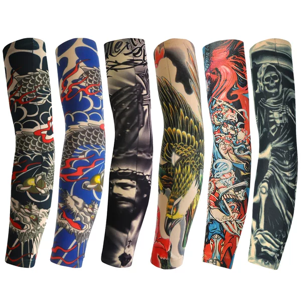 6PCS Set of Seamless Floral Arm Tattoo Sleeves for Outdoor Cycling, Sun Protection Sleeves, Cycling Tattoo Sleeves, Cross-Border