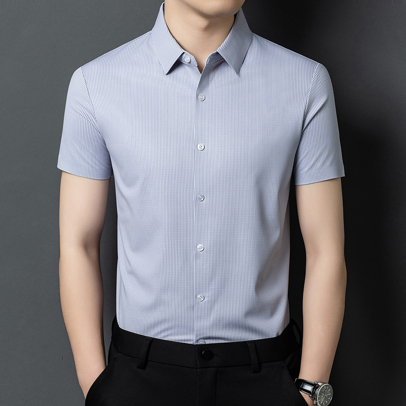 High-End Men's Mulberry Silk Shirt, New Fashion Striped Shirt for Young and Middle-Aged Men, Non-Iron Casual Shirt