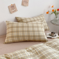 2024款長絨棉四件套簡約條紋水洗棉床單款被套全棉色織四件套批發