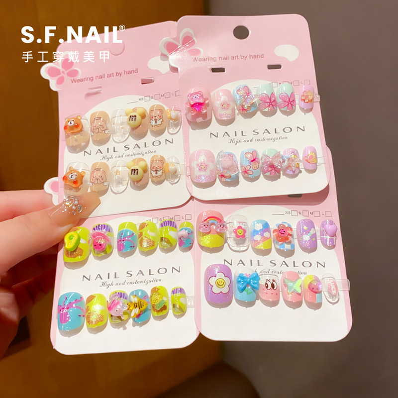 Children's Wearable Nails Cute Environmentally Friendly Waterproof Long-Lasting Nail Art Patch Girls Cartoon Hand-Painted Three-Dimensional Sticker Nail Sticker Children's Wearable Nails Cute Environmentally Friendly Waterproof Long-Lasting Nail Art Patch Girls Cartoon Hand-Painted Three-Dimensional Sticker Nail Sticker