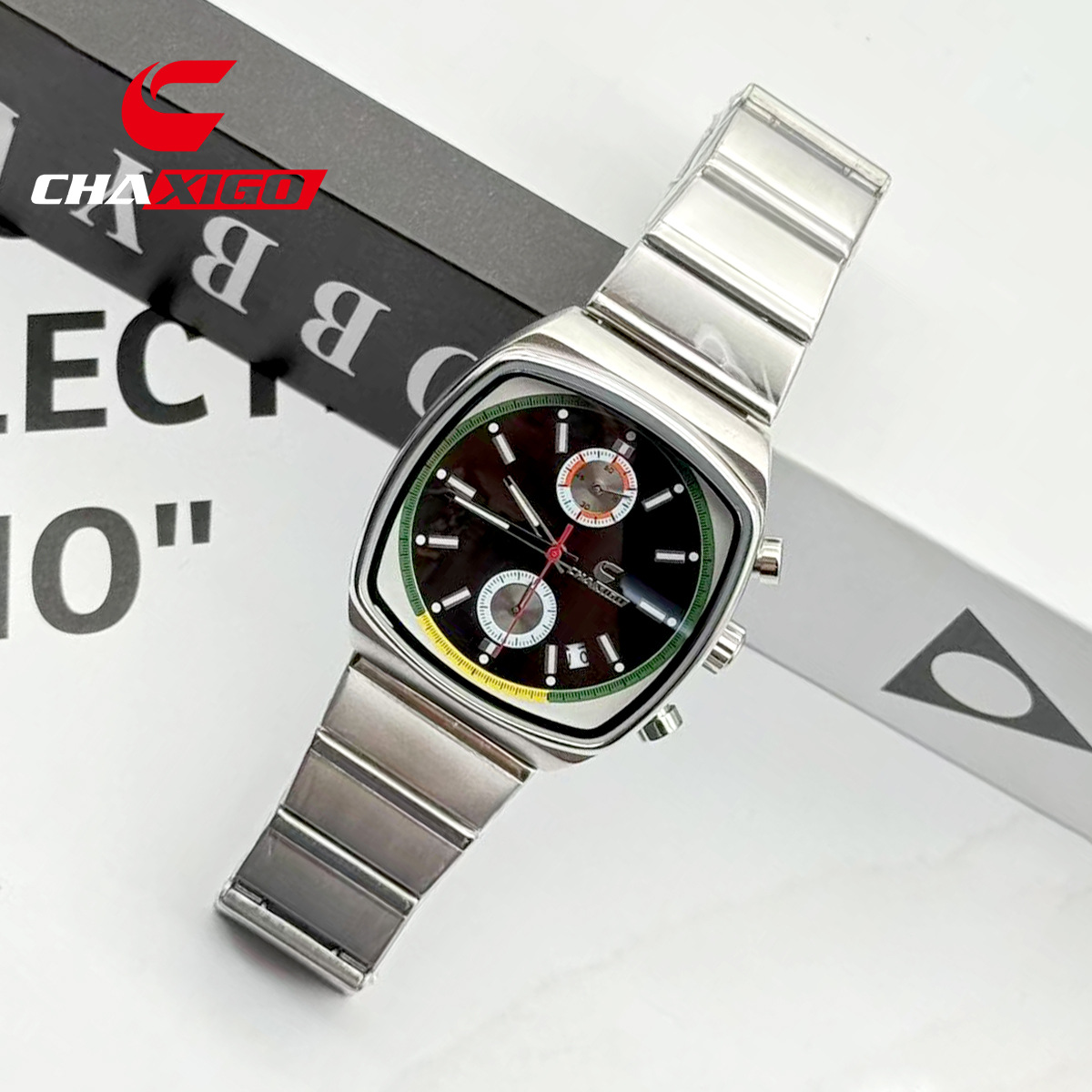 Chaxigo Swiss Cross-Border Hot-Selling Solid Steel Band Business Casual Three-Eye Six-Pin Classy Watch Spot Wholesale