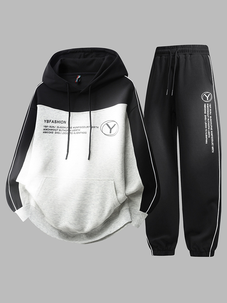 2025 nuevo juego deportivo de otoño y invierno juvenil hombre casual moda chaqueta de cuello redondo chaqueta pantalones largos de dos piezas