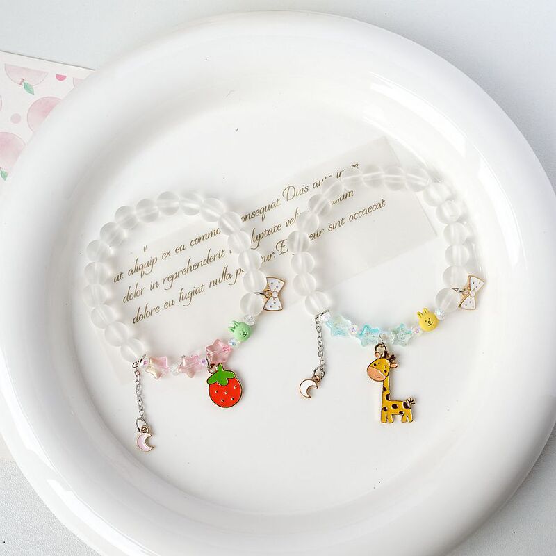 Korean-style Cartoon Mori Crystal Beaded Strawberry Giraffe Bracelet Women's Fashion All-match Temperament Bracelet Origin Source