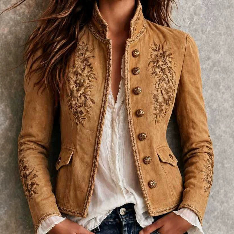 2026 Cross-border Amazon European and American Independent Station Spring/Autumn Western Casual Style Printed Button Jacket New Arrival