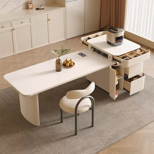 # Island Table Folding Dining Table Integrated Retractable Household Modern Simple Small Apartment Cream Style Light Luxury Rock Board Multi-function