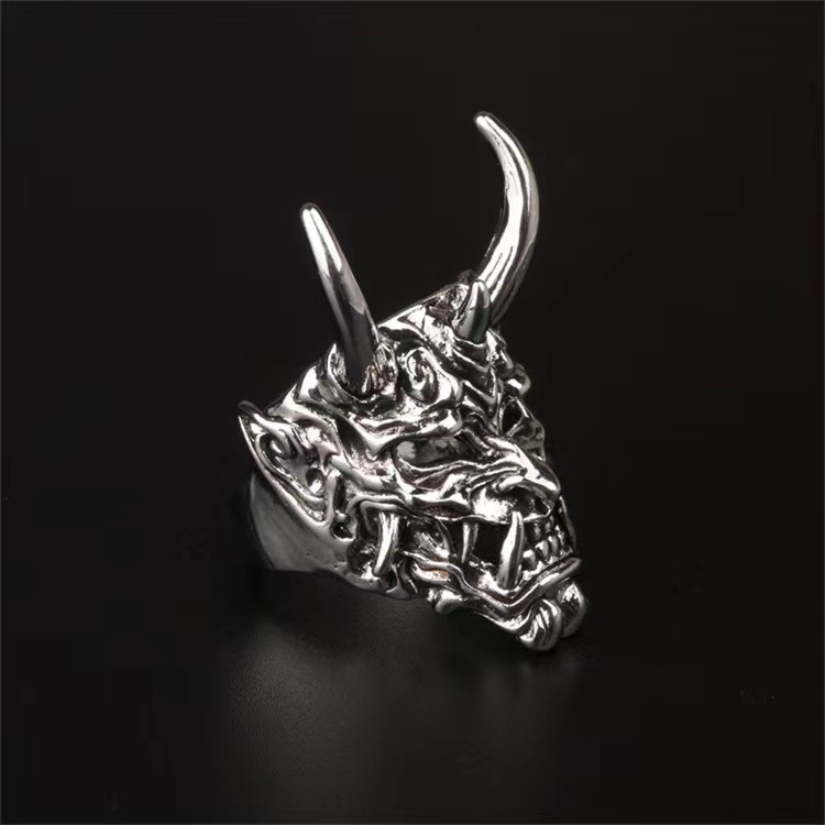 Hannya Masken Ring Herren Hip-hop Style Modischer Fingerring_voghion.com