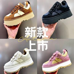 2025新款时尚梅尔休闲鞋厚底增高老爹鞋女真皮透气百搭运动鞋系带
