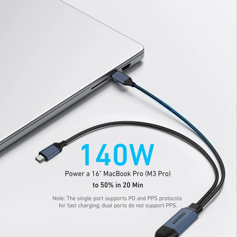 USB C - 2*USB C データケーブル ツーインワン C ポート - デュアル C ポート携帯電話充電コンピュータデータ転送|undefined