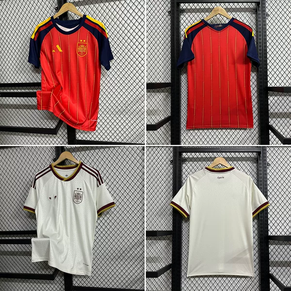 2627 Double Star Spain Fan Jersey Home Football Shirt High-Quality Thai Version Short-Sleeve Sports Wholesale Cross-Border