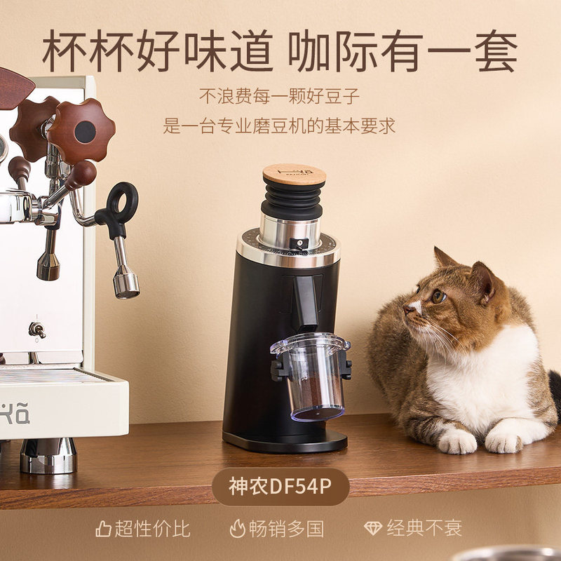 Kaji Df54P Professional Household Electric Coffee Grinder Italian-Style Soe Titanium-Coated Flat Blade Italian-Style Hand Brewing Grinder