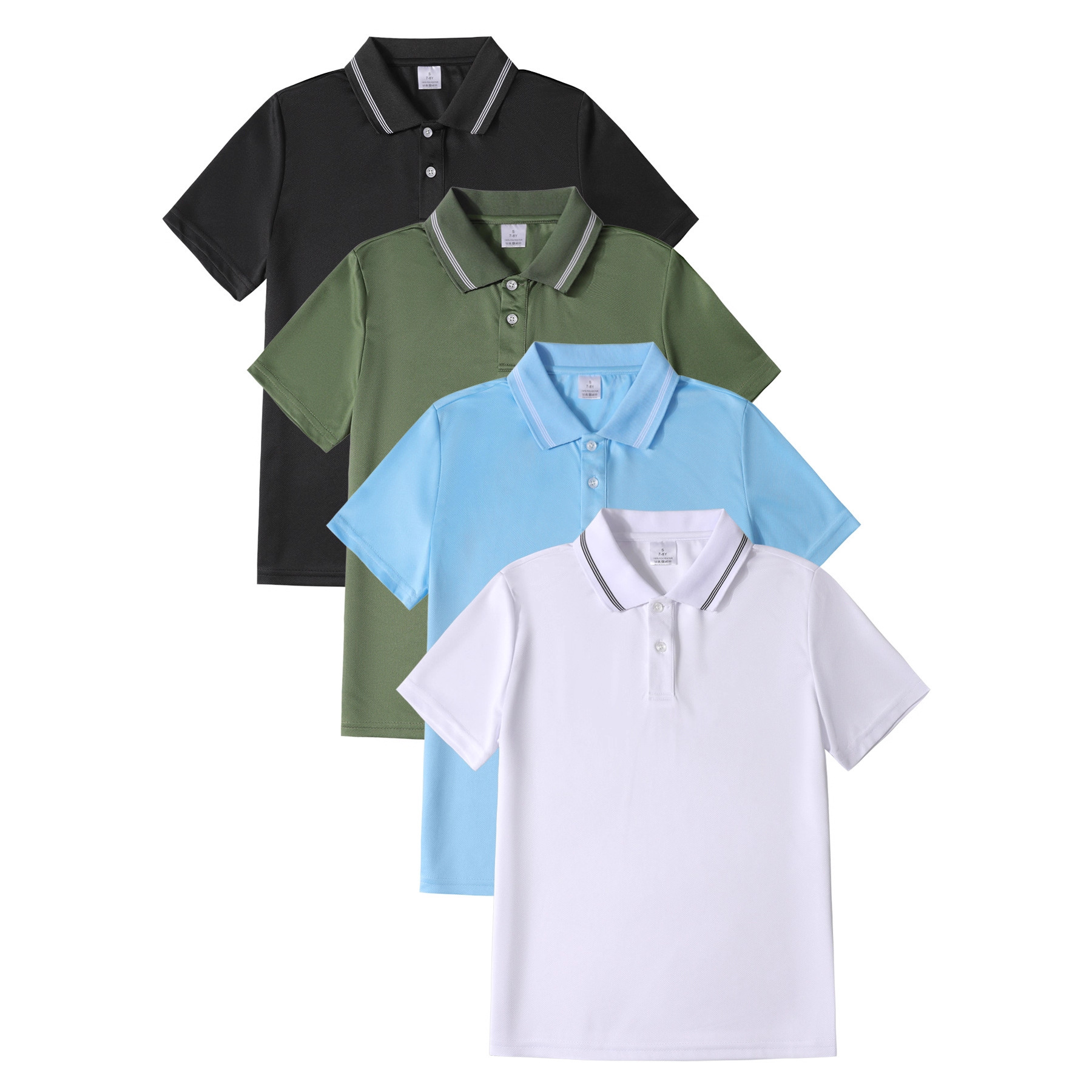 Children's Polo Shirt Short-Sleeved Boys' Primary and Secondary School Uniforms Breathable T-Shirt Tops Fashionable Thin and Light Versatile Trendyy Summer