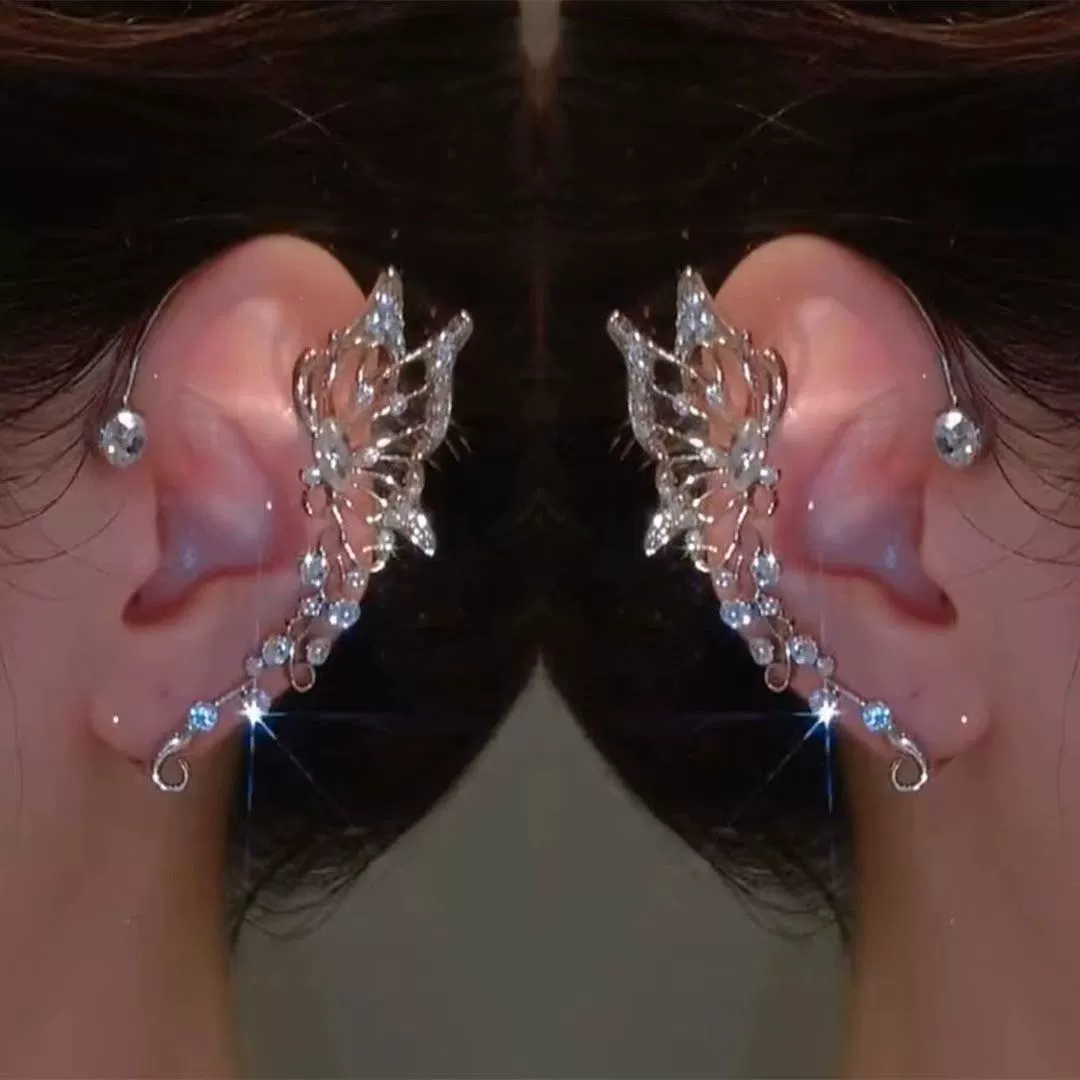Трансграничный Циркон полые зажимы для ушей бабочки цельные серьги без пирсинга ниша темперамент женские серьги оптом