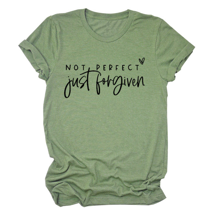 No es perfecto sólo perdonado estación independiente Comercio exterior moda casual carta suelta Camiseta de manga corta Mujer