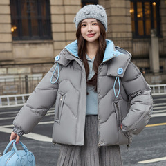 棉服女短款大帽子加厚保暖撞色防寒服外贸款2025冬季新款休闲棉衣