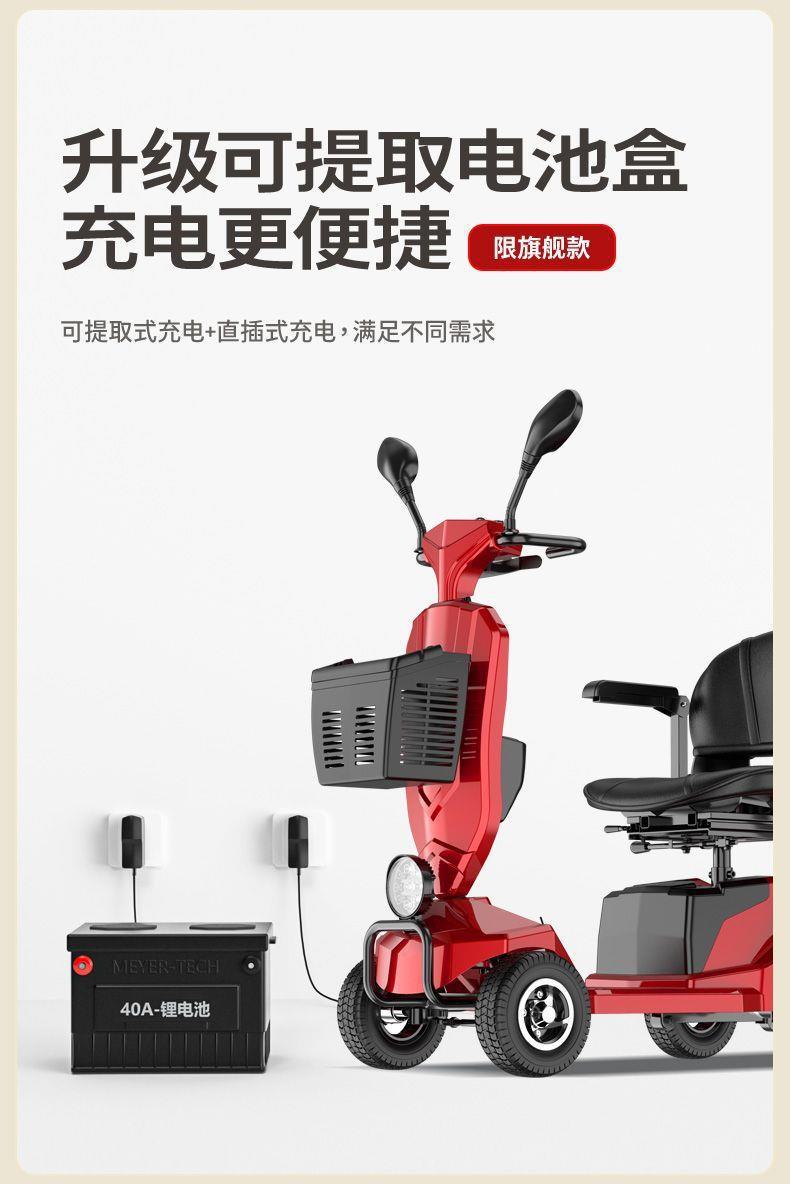 Elderly Mobility Scooter, Two-Seater Electric Vehicle for Disabled People, Four-Wheel Household Folding Small Low-Speed Electric Scooter for Seniors