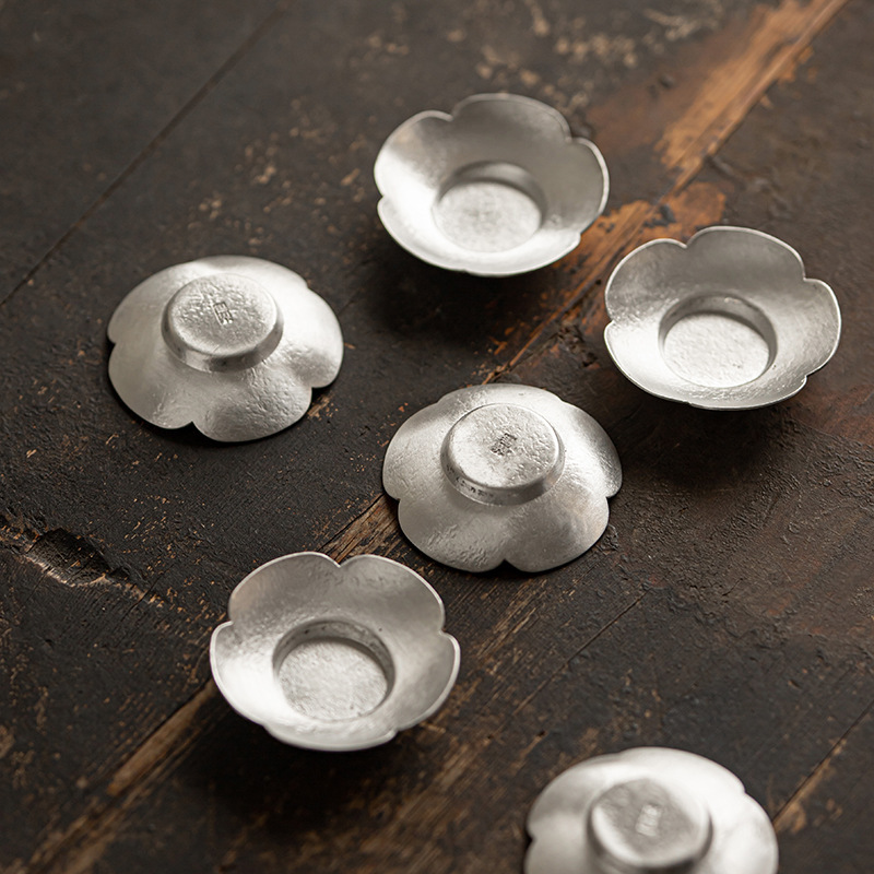 Chinese-style Tin Tea Cup Mat Vintage Household Heat Insulation Cup Mat Kung Fu Tea Set Accessories Tea Cup Handmade Tea Holder Mat