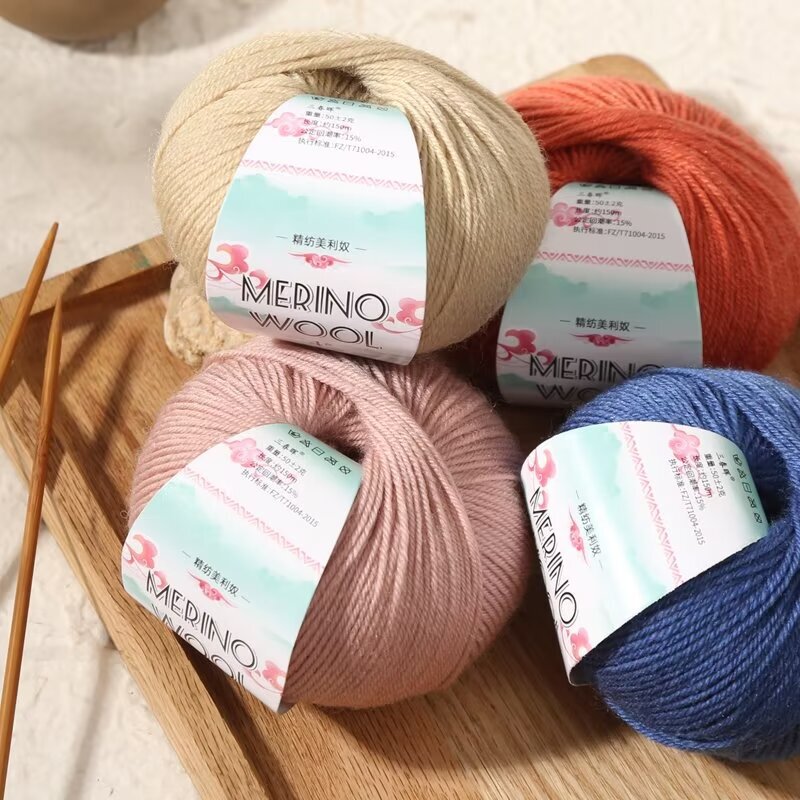 Wool yarn cross-border wholesale Merino fine wool yarn 50g medium and coarse wool hand-knitted crocheted scarf wool yarn