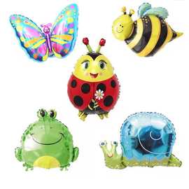 昆虫系列铝膜气球 蜜蜂青蛙蜗牛迷你甲壳虫儿童生日装饰铝箔气球
