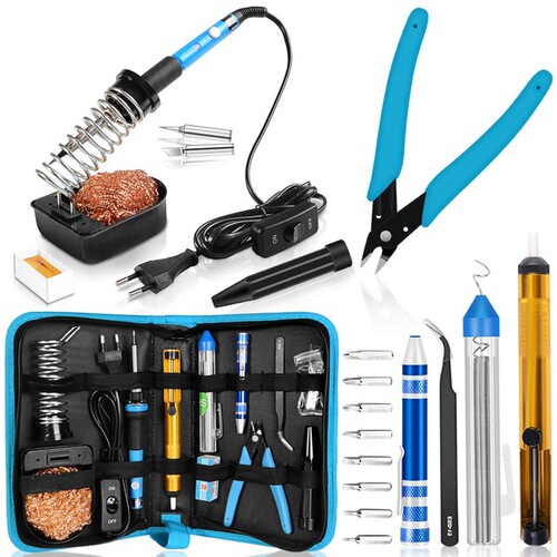 HANDSKIT switch temperature regulating soldering iron 60w digital display soldering iron with multimeter DIY glue gun repair tool set
