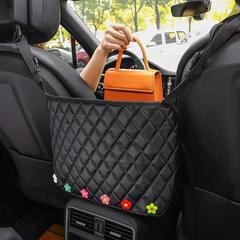 Car Seat Storage Bag, Car-Mounted Camellia-Shape Hanging Organizer, Multi-Functional Armrest Box Storage Mesh Pouch