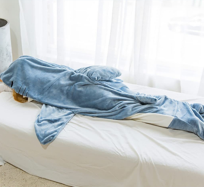 Abbigliamento da uomo Coperta di squalo per adulti Felpa con cappuccio in flanella super morbida Sacco a pelo Pigiama intero indossabile e largo Casa_voghion.com