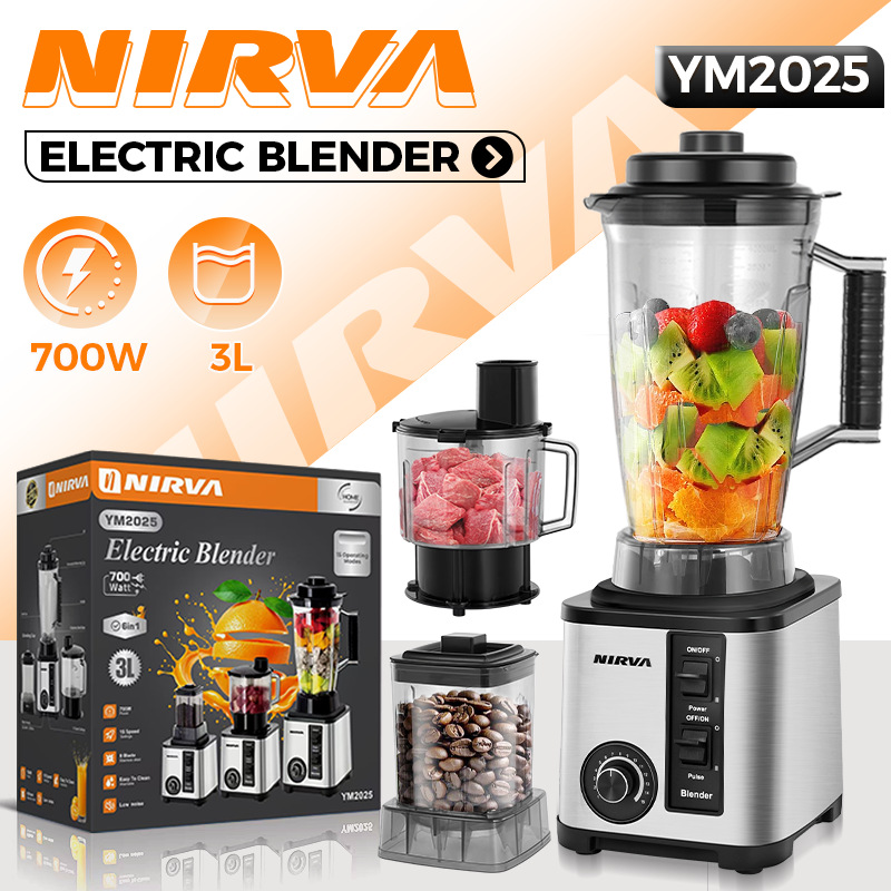 Nirva European Standard 3-in-1 Blender 3L High-Speed Blender Fruit and Vegetable Juicer Household Juice Maker Blender Baby Food Processor