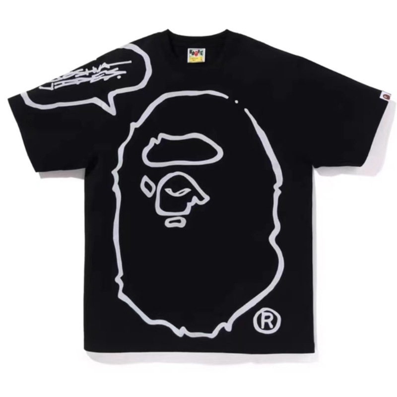 Summer Tide Brand BAPE Pure Cotton Heavy Couple Student Foreign Trade Short Sleeve Ape Head Shark Cross-border T-shirt Top Summer Tide Brand BAPE Pure Cotton Heavy Couple Student Foreign Trade Short Sleeve Ape Head Shark Cross-border T-shirt Top