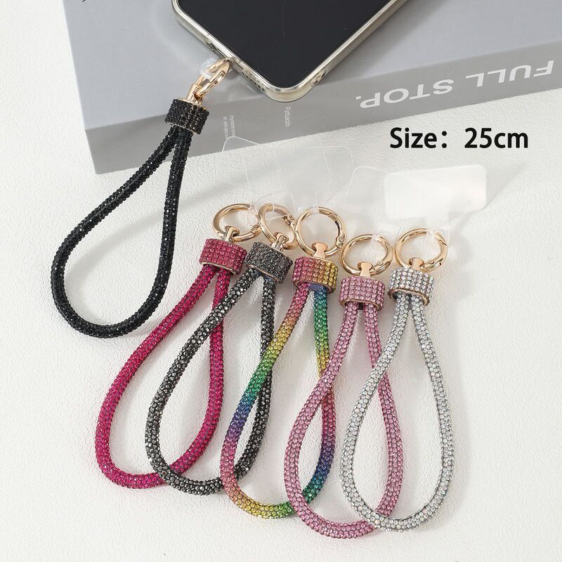 Cross-border rhinestone phone lanyard beaded chain pendant for women, high-end rhinestone phone chain keychain wrist strap