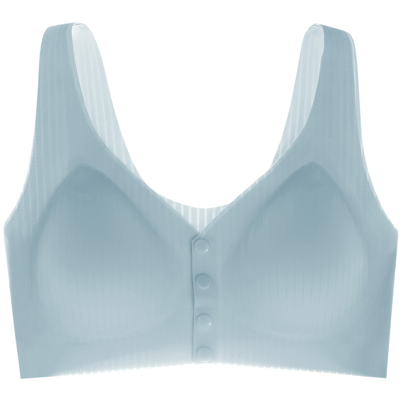 Ropa interior de la madre sujetador de hebilla frontal delgada de verano para mujer sujetador de seda de hielo inalámbrico de mujer talla grande sujetador de chaleco de mediana edad y edad avanzada