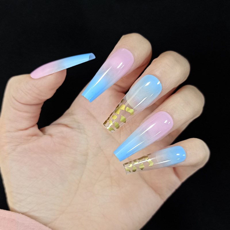 Color rosa azul de oro de lámina de uñas de uñas de venta transfronteriza sueño exquisito 24 piezas de parche de uñas terminadas