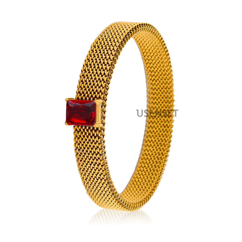 Fashion Geometric Stainless Steel Plating Zircon Bracelets 1 Piece