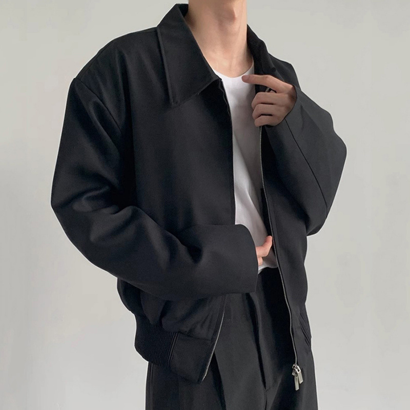 Korean Style Design Men's Executive Jacket Simple and Versatile Twill Double Zipper Flight Jacket Jacket for Men