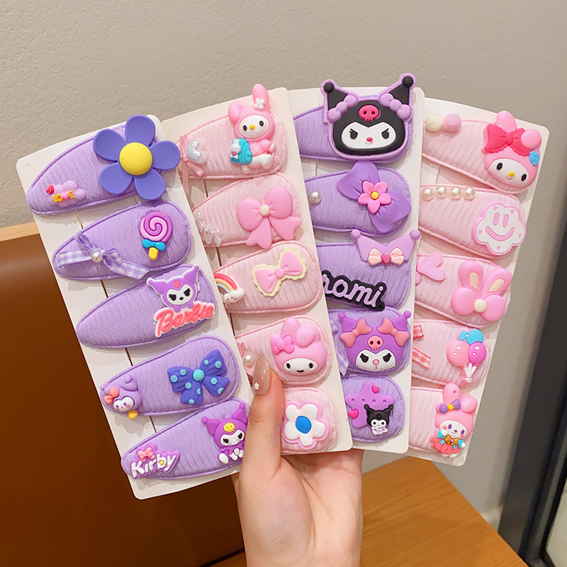 Sanliou brocas de cabello rotas niñas dibujos animados en forma de gota de tela adornos para el cabello de niñas en la frente Kolomi no daña brocas de cabello