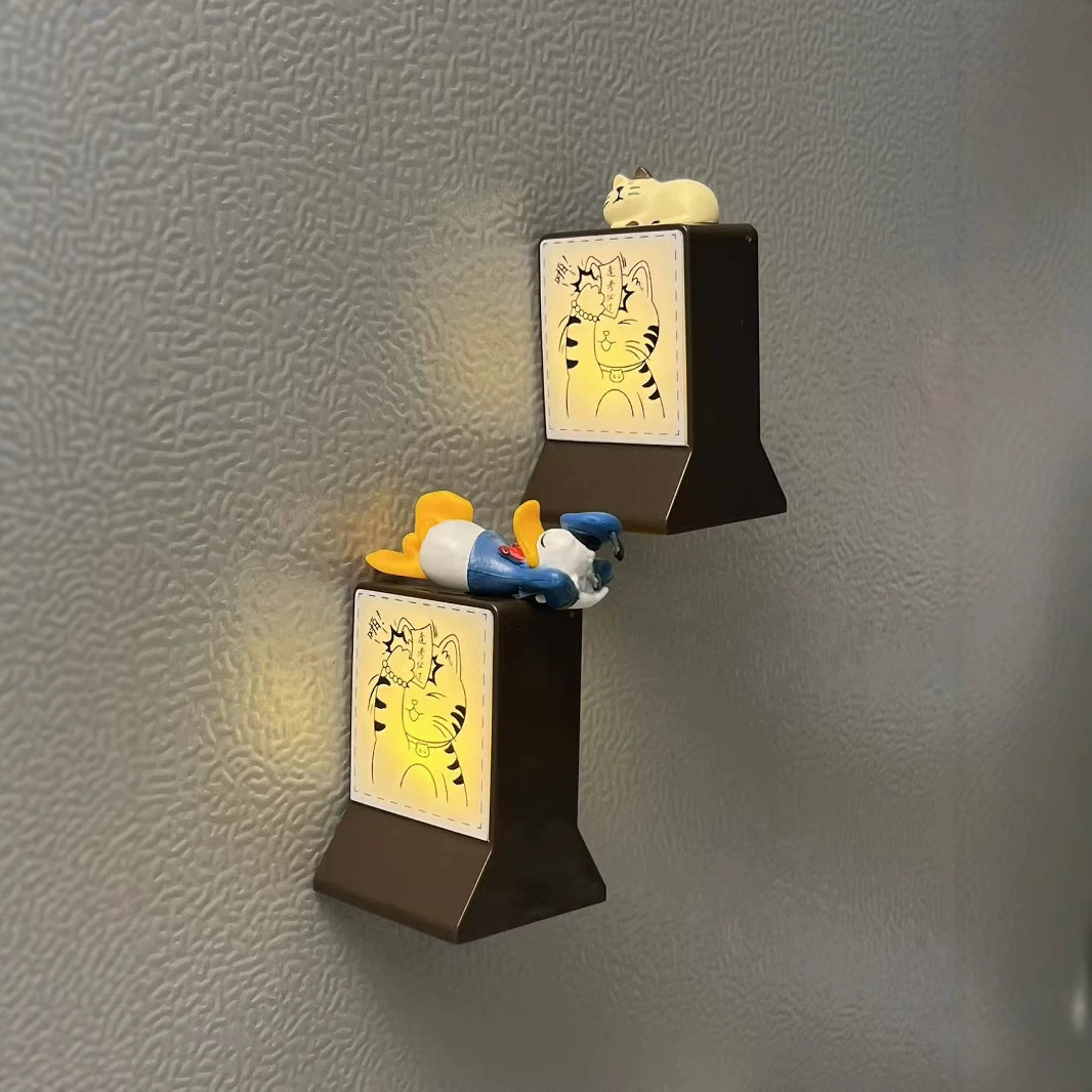 Магнит на холодильник Lucky Cat, студенческий подарок на каждый экзамен, талисман для вступительных экзаменов в среднюю школу, светящаяся световая вывеска, наклейка с удачей