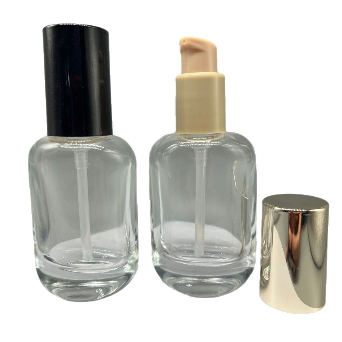 Fabricante de cinco piezas de la botella de cristal del espray de los cosméticos 120ml/100ml/40ml/50g/30g en fuente común