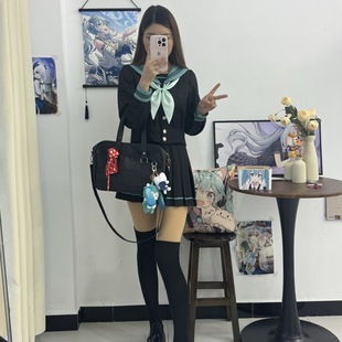 Genuine Original JK Uniform Tight Waist Bubble Sleeve Initial Tone Three Saimen Suit Japanese College Style Class Suit Middle Suit Female