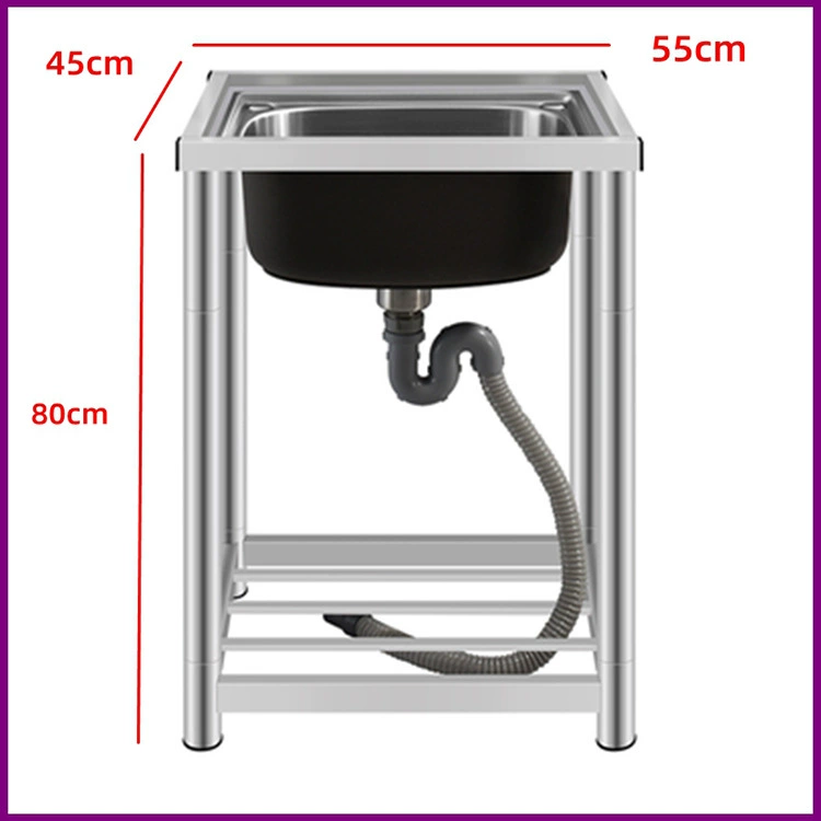 Stainless steel multi-functional sink assembly with bracket washing vegetables, dish washing sink for rental house